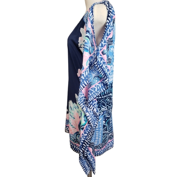 Lilly Pulitzer Dress Womens XXS/XS Atlin 100% Silk Caftan Deep Indigo Menagerie - Picture 5 of 15